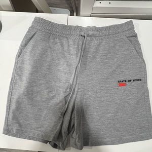 Zara Gray Textured Weave Pique Shorts